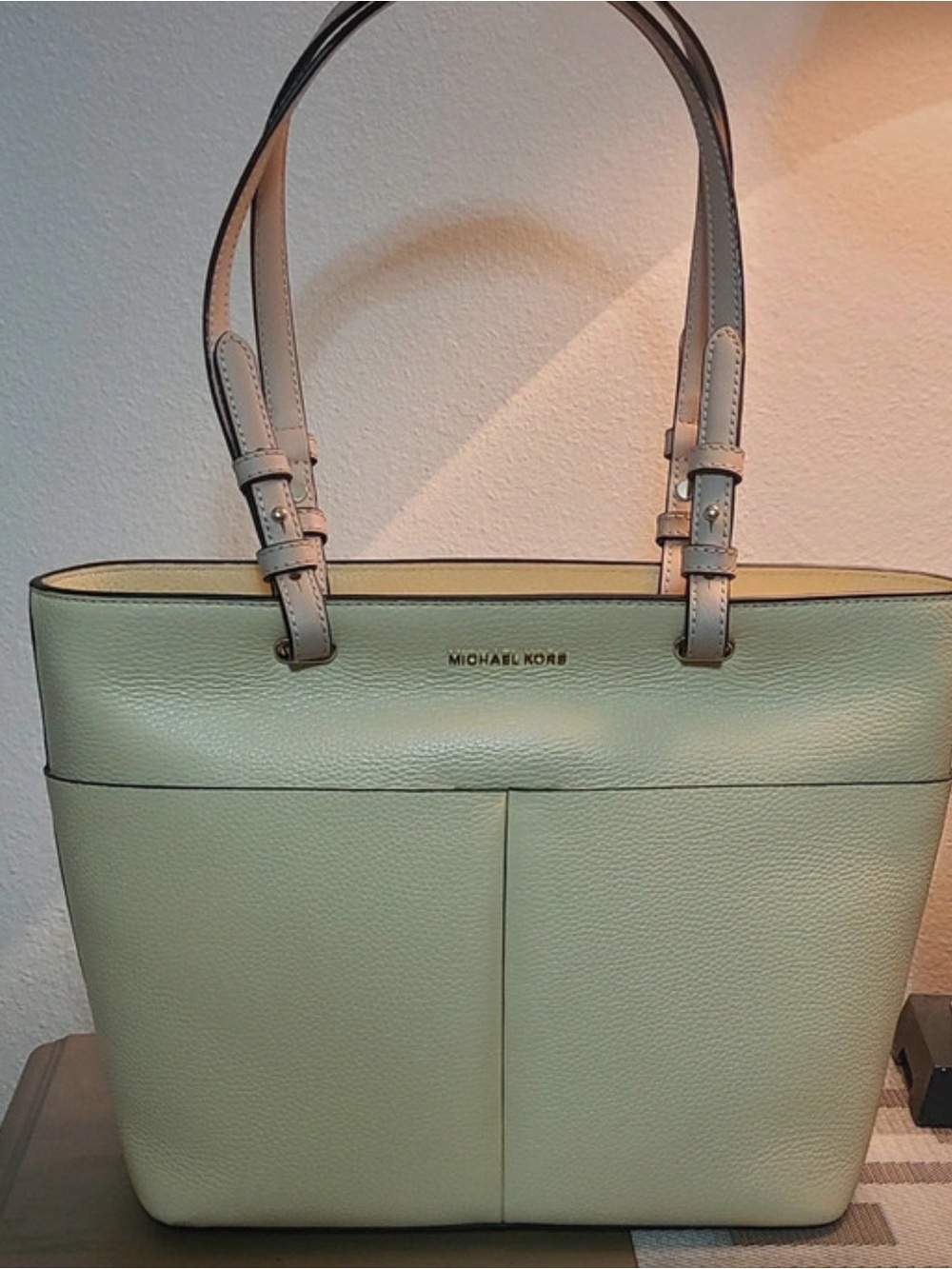 Michael Kors Mint Green Pebbled Leather Tote